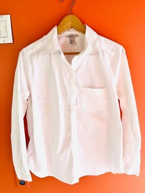 H&M Women’s Classic Cotton Blend White Button-Down Shirt - Size 12